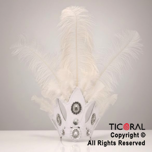 VINCHA TOCADO PREMIUM PLUMAS BLANCO x 1